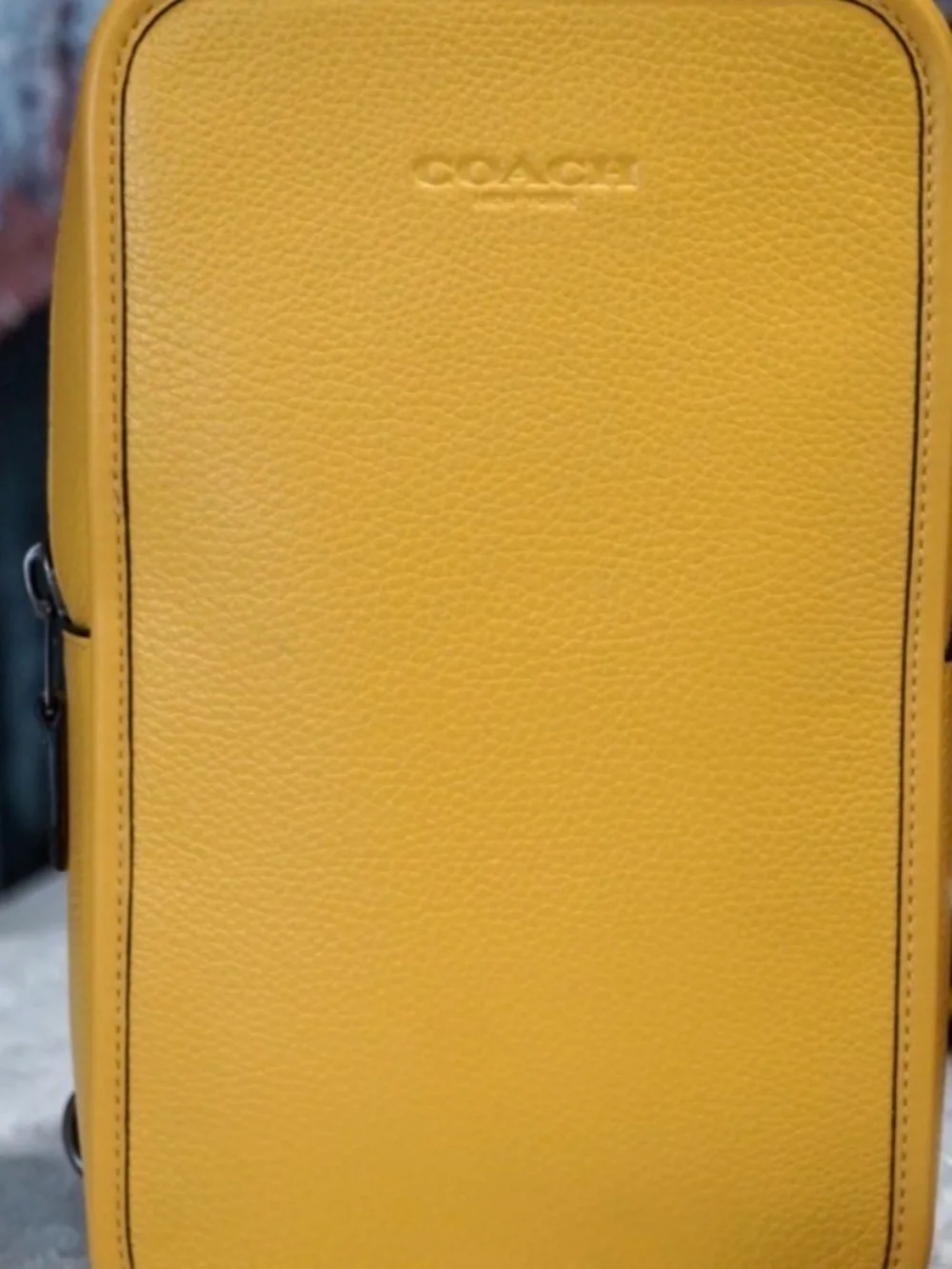 COACH Sullivan Pack CP207 Crossbody Bag In HONEYCOMB Yellow Pebbled Leather